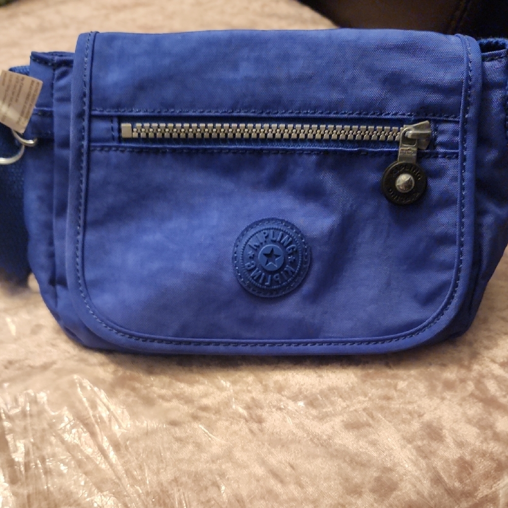 NWOT Kipling Deep Blue Sabian Crossbody Mini Bag With Monkey Keychain